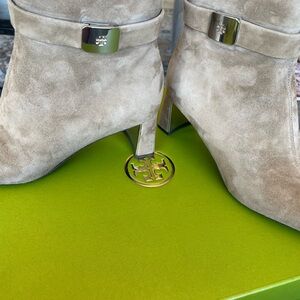 Tory Burch Beige Suede Heeled Boots